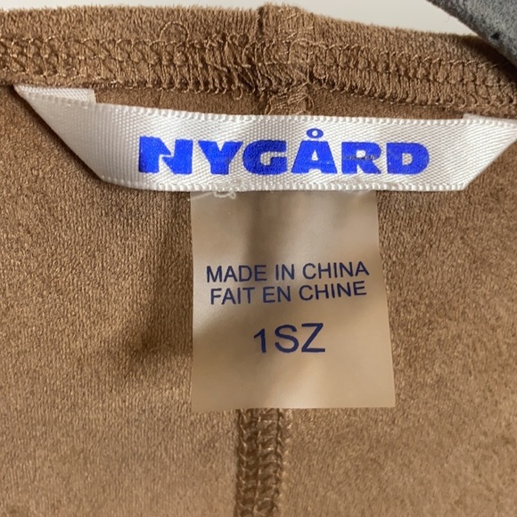 Nygard Women's Camel Color Faux Suede Fringed Shawl Western Boho One Size - Picture 5 of 8